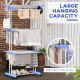Foldable Clothes Drying Rack, 4-Tier Steel Garment Laundry Rack with Castors for Indoor and Outdoor Use, Blue