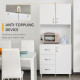Free standing Kitchen Cupboard, Storage Cabinet with Doors and Sheleves, 3 drawers and Open Space, Adjustable Height Storage Uni