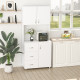 Free standing Kitchen Cupboard, Storage Cabinet with Doors and Sheleves, 3 drawers and Open Space, Adjustable Height Storage Uni