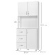 Free standing Kitchen Cupboard, Storage Cabinet with Doors and Sheleves, 3 drawers and Open Space, Adjustable Height Storage Uni