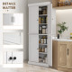 Freestanding Kitchen Cupboard with 4 Doors, Storage Cabinet with 6-Tier Shelving and 4 Adjustable Shelves, White