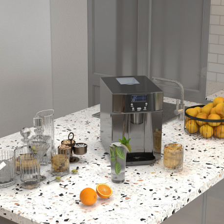 Ice Maker Machine and Water Dispenser, Counter Top Ice Cube Maker for Home with 3L Tank, Adjustable Cube Size, 9 Ice Cubes per 6