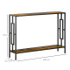 Industrial Console Table with Storage Shelf, Narrow Hallway Dressing Desk with Metal Frame for Living Room, Bedroom, Rustic Brow