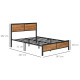 Industrial Double Bed Frame, 5FT Steel Bed Base with Headboard, Footboard, Slatted Support and Under Bed Storage, 147 x 197cm, R