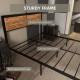 Industrial Double Bed Frame, 5FT Steel Bed Base with Headboard, Footboard, Slatted Support and Under Bed Storage, 147 x 197cm, R