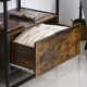 Industrial-Style Side Table w/ Drawer Open Shelf Steel Frame Large Base Two-Tone Retro Stylish Home Furniture Bedroom Living Roo