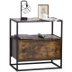 Industrial-Style Side Table w/ Drawer Open Shelf Steel Frame Large Base Two-Tone Retro Stylish Home Furniture Bedroom Living Roo