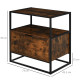 Industrial-Style Side Table w/ Drawer Open Shelf Steel Frame Large Base Two-Tone Retro Stylish Home Furniture Bedroom Living Roo