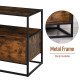 Industrial-Style Side Table w/ Drawer Open Shelf Steel Frame Large Base Two-Tone Retro Stylish Home Furniture Bedroom Living Roo