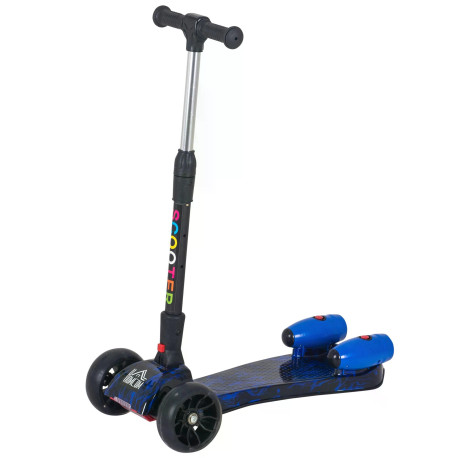 Kids Scooter, 3 Wheel Foldable Kick Scooter Adjustable Height w/ Flashing Wheels, Music, Water Spray for 3-6 Years, Blue