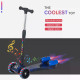 Kids Scooter, 3 Wheel Foldable Kick Scooter Adjustable Height w/ Flashing Wheels, Music, Water Spray for 3-6 Years, Blue