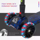 Kids Scooter, 3 Wheel Foldable Kick Scooter Adjustable Height w/ Flashing Wheels, Music, Water Spray for 3-6 Years, Blue