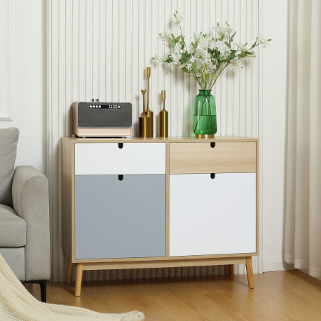 Sideboard, Kitchen Storage Cabinet with Drawers and Door Cupboards for Dining Room, Living Room, Entryway,100W x 40D x 79.5Hcm, 