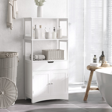 kleankin Bathroom Floor Cabinet, Free Standing Kitchen Cupboard with Shelves, Drawer and Doors, Storage Organizer for Living Roo