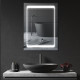 kleankin LED Illuminated Bathroom Mirror Cabinet with LED Lights, Wall-mounted Storage Organizer with Shelves, Touch Switch For 