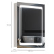 kleankin LED Illuminated Bathroom Mirror Cabinet with LED Lights, Wall-mounted Storage Organizer with Shelves, Touch Switch For 