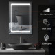 kleankin LED Illuminated Bathroom Mirror Cabinet with LED Lights, Wall-mounted Storage Organizer with Shelves, Touch Switch For 