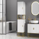 kleankin Narrow Bathroom Storage Cabinet, Freestanding Tallboy Storage Unit with Adjustable Shelf, 2 Doors and Steel Base, Slim 