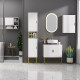 kleankin Narrow Bathroom Storage Cabinet, Freestanding Tallboy Storage Unit with Adjustable Shelf, 2 Doors and Steel Base, Slim 