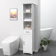 kleankin Tall Bathroom Storage Cabinet with 3 Tier Shelf, Cupboard, Drawer, Door, Freestanding Linen Tower, Slim Side Organizer,
