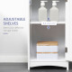 kleankin Tall Bathroom Storage Cabinet with 3 Tier Shelf, Cupboard, Drawer, Door, Freestanding Linen Tower, Slim Side Organizer,