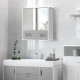 kleankin Bathroom Mirror Cabinet, Wall Mounted Storage Cupboard with Double Doors and Adjustable Shelf, Bathroom Organizer, Grey