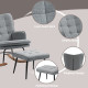 Linen-Look Rocking Chair and Ottoman Set - Grey