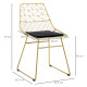 Luxurious Dining Chairs Set of 2, Metal Wire Kitchen Chair with Removable Velvet-feel Cushion, Cut-out Back and Steel Frame for 