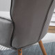 Modern Accent Chair, Upholstered Tufted Wingback Armchair with Seat Padding, Leisure Lounge Bedroom Chair with Wood Legs, Grey