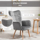 Modern Accent Chair, Upholstered Tufted Wingback Armchair with Seat Padding, Leisure Lounge Bedroom Chair with Wood Legs, Grey