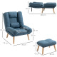 Armchair with Footstool, 180° Recliner with Ottoman, Accent Chair and Footstool with 3-Position Adjustable Backrest and Wooden L