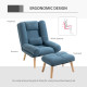 Armchair with Footstool, 180° Recliner with Ottoman, Accent Chair and Footstool with 3-Position Adjustable Backrest and Wooden L