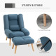 Armchair with Footstool, 180° Recliner with Ottoman, Accent Chair and Footstool with 3-Position Adjustable Backrest and Wooden L