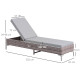 Outsunny Outdoor PE Rattan Sun Lounger Set of 2, Multi-position Backrest Adjustable Single Recliner Sunbed Daybed with Removeabl