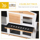 PawHut 2-Tier Large Rabbit Hutch Outdoor with Double Side Run Boxes, No-leak Plastic Tray, Ramp, 230 x 53 x 93.5cm, White