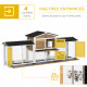 PawHut 2-Tier Large Rabbit Hutch Outdoor with Double Side Run Boxes, No-leak Plastic Tray, Ramp, 230 x 53 x 93.5cm, White