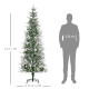 7 Ft Pencil Snow Flocked Artificial Christmas Tree with Realistic Cypress Branches, Auto Open, Green