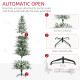 7 Ft Pencil Snow Flocked Artificial Christmas Tree with Realistic Cypress Branches, Auto Open, Green