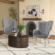 Modern Accent Chair Velvet-Touch Tufted Wingback Armchair Upholstered Leisure Lounge Sofa Club Chair with Wood Legs, Set of 2, G