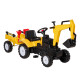 Kids Ride-On Construction Car, with Horn and Detachable Trailer - Yellow