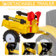 Kids Ride-On Construction Car, with Horn and Detachable Trailer - Yellow