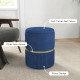 Velvet-Feel Storage Ottoman - Blue