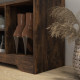 Multi-Compartment Shoe Bench, with Seat - Rustic Brown