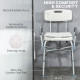 Aluminium Shower Chair with Backs and Arms, Height Adjustable Shower Seat with Removable Padded Cushion, Bath Stool for Seniors,