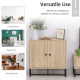 MDF 2-Tier Storage Cabinet Steel Frame Handles Tabletop Unique Home Style Organiser, 80H x 80L x 29.5Wcm-Oak