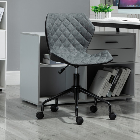 Office Computer Desk Chair, Swivel Task Chair no Arms, Fabric Study Chair with Adjustable Height and Rolling Wheels for Home Wor