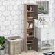 Freestanding Bathroom Storage Cabinet w/ 2 Cupboards 2 Compartments Home Organisation Anti-Tipping Elevated Base 30L x 24W x 170