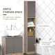 Freestanding Bathroom Storage Cabinet w/ 2 Cupboards 2 Compartments Home Organisation Anti-Tipping Elevated Base 30L x 24W x 170