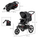 Foldable Three-Wheeler Baby Stroller w/ Canopy, Storage Basket - Black