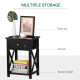 End Table, Sofa Side Table with Drawer X Bar Bottom Storage Shelf, Nightstand Bedside Table for Bedroom or Living Room Black